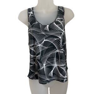 Nike Small Tank Top Dri-Fit Printed Black White Racerback Tee